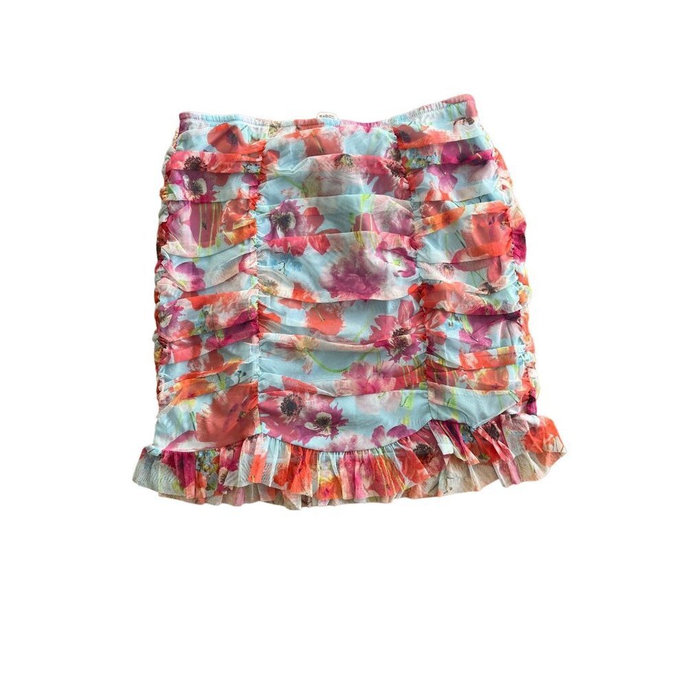 Victoria Secret Ruched Mini Skirts Size SP Color Baby Blue Red Skirt Only - Picture 3 of 6